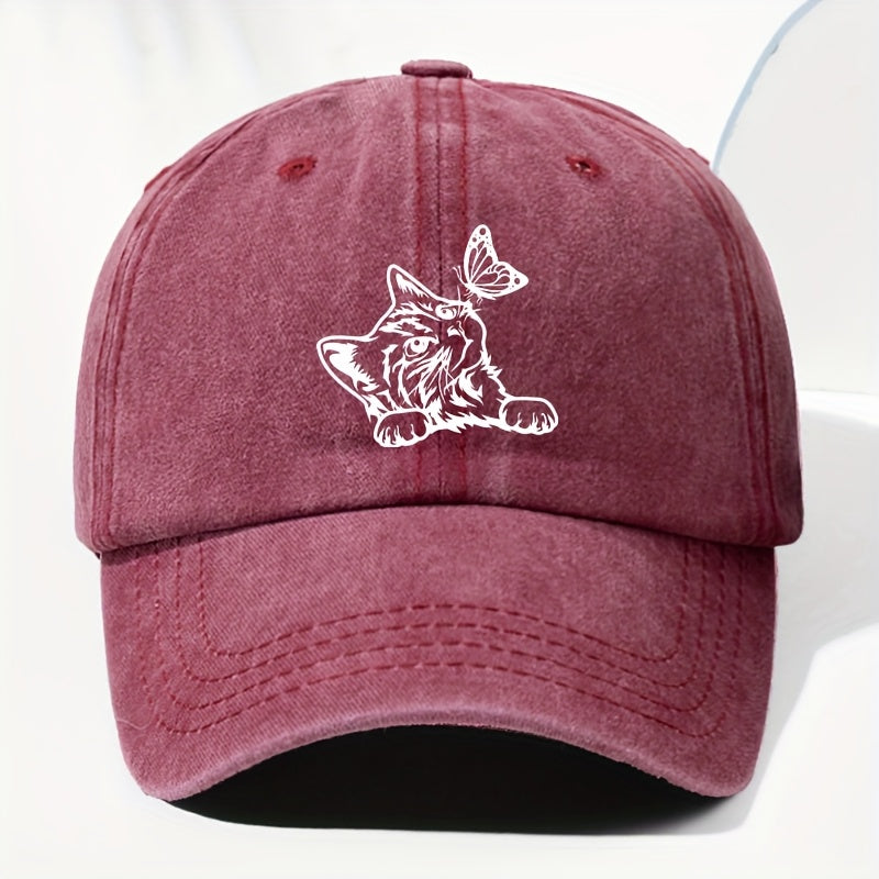 Unisex Animal Print Washed Vintage Baseball Cap, Fashionable Sun Outdoor Hat for Men and Women, Adjustable Trucker Hat Suitable for All Seasons and Daily Wear