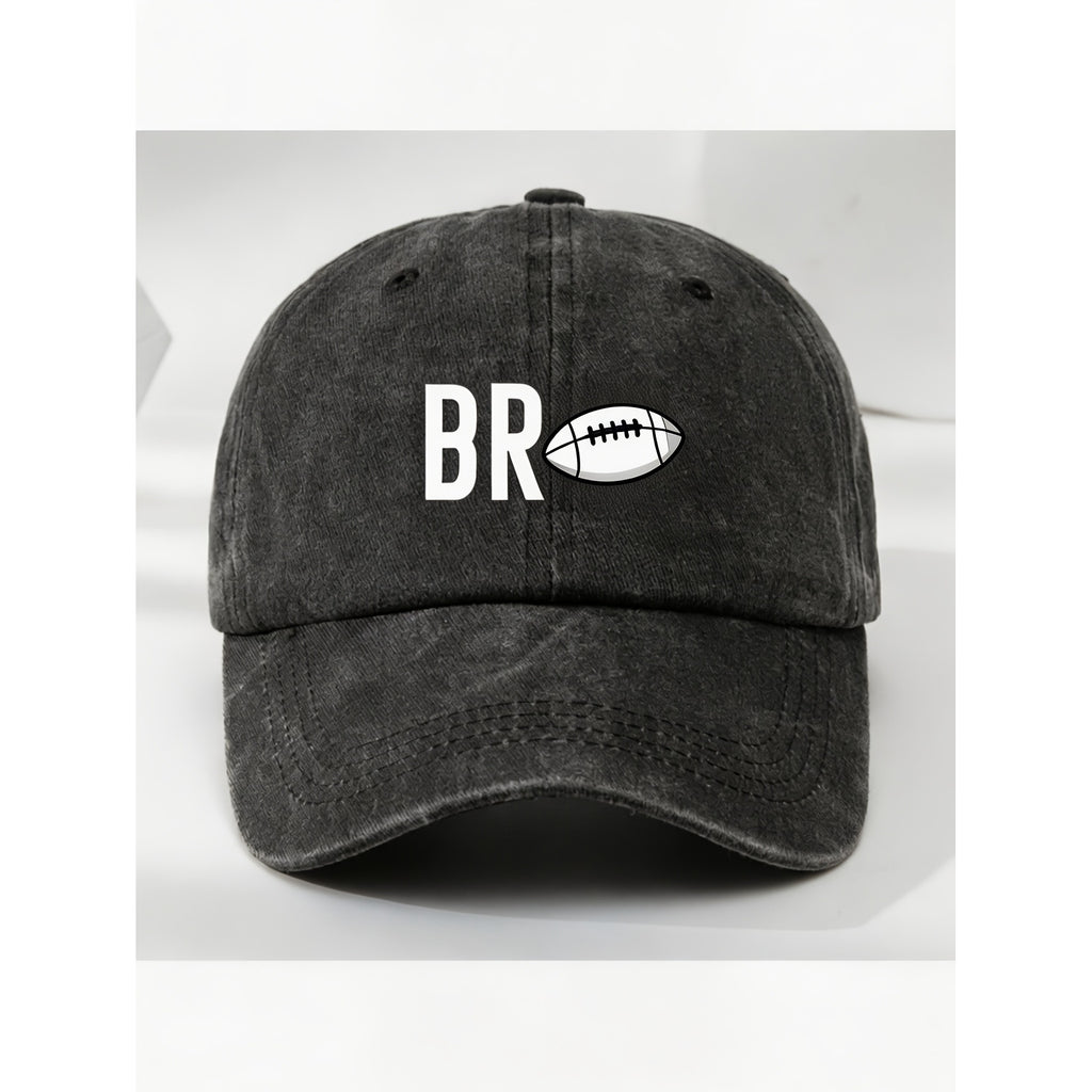 Men' & Women' Vintage Football BR Letter Cap - Retro Sports Hat with BR Print, Machine Washable Adjustable Pull String Closure, Casual Streetwear Gift Suitable for Football Fans, Anniversary