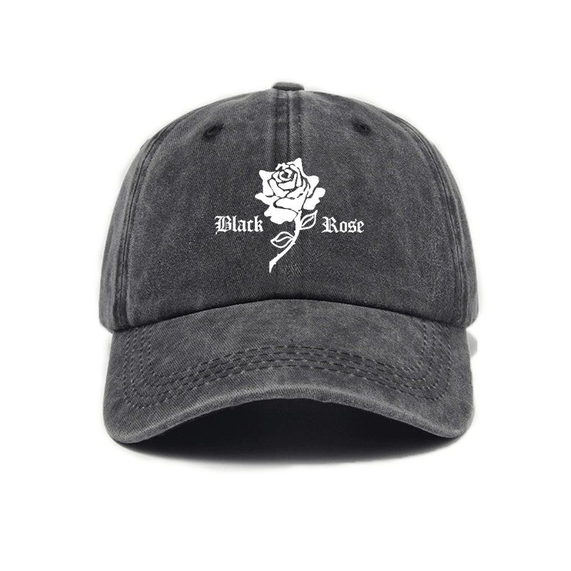Vintage Washed Baseball Cap with Rose Print Decor, Casual Fit Suitable for Daily Streetwear, Adjustable Unisex Vintage Style Hat