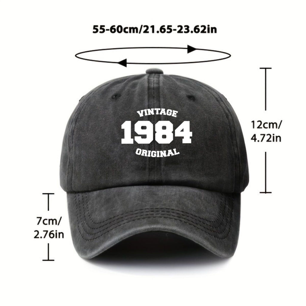 Vintage 1984 Retro- Inspired, 'Vintage 1984 Original' Text Black Design Simple Unisex Printed Baseball Cap Breathable Universal Sun Buckle Spring Summer Golf Sun Hat