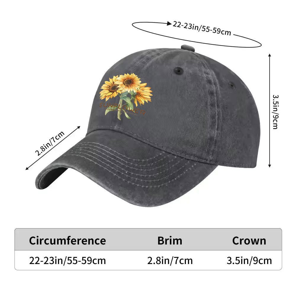 A Casual And Versatile Sunflower Baseball Cap That Always Follows The Sun. Adjustable Design, Suitable for Outdoor Sports And Everyday Casual Wear. A Casual Street Hat for Casual Outfits