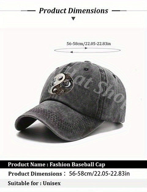 Trendy Yin Yang Baseball Cap, Double Tiger Yin Yang Pattern, Everyday Wear, Best Gift