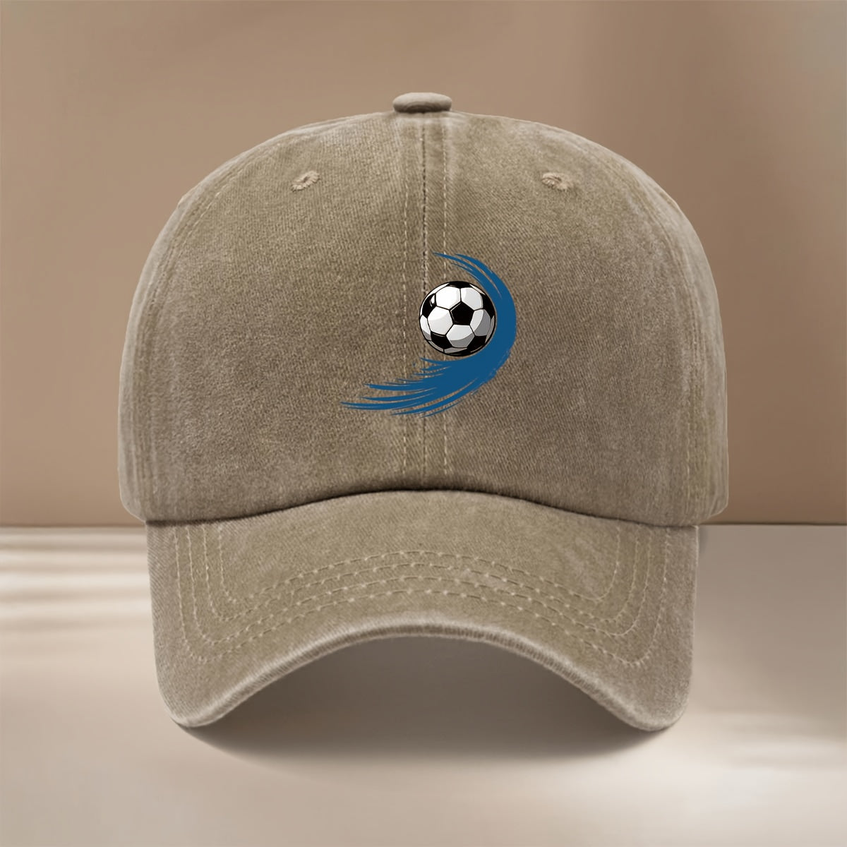 This Is a Baseball Cap with a Football Pattern Featuring Blue Swirling Lines. It's a Unisex, Adjustable-size Casual Hat Suitable for All Seasons. The Trendy, Lightweight Snapback Is Perfect for Outdoor Sports, Gatherings, Camping, and as a  Fashion