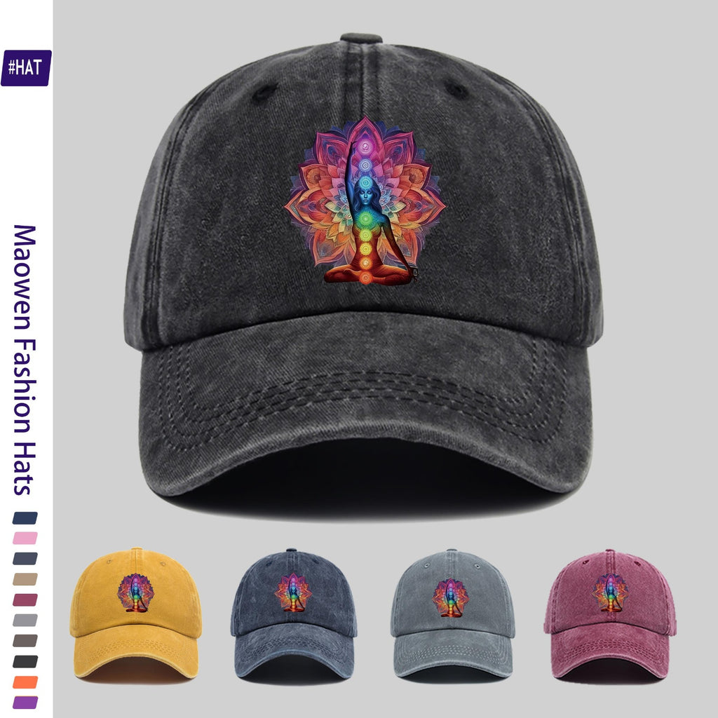 1pc Washable Baseball Cap, with a for Lotus Yoga Angel Meditation Pattern Printed Design, New Autumn and Winter Vintage Baseball Cap, Unisex, Adjustable, Lightweight Outdoor Cap, Suitable for All Seasons, Ideal for Travel and Leisure, Suitable for Sp