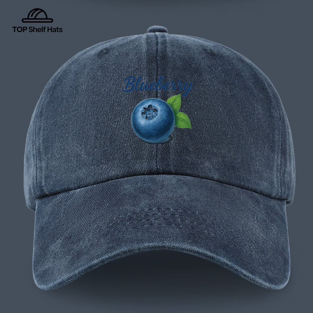 1pc Blueberry-Themed Realistic Fruit Print Baseball Cap, Comfortable And Breathable Sun Hat, Fashionable Easy And Aesthetic Unisex Baseball Cap, Adjustable Size, Trucker Cap, Beach Vacation Hat, Suitable for Outdoor Picnics, Camping, Shopping