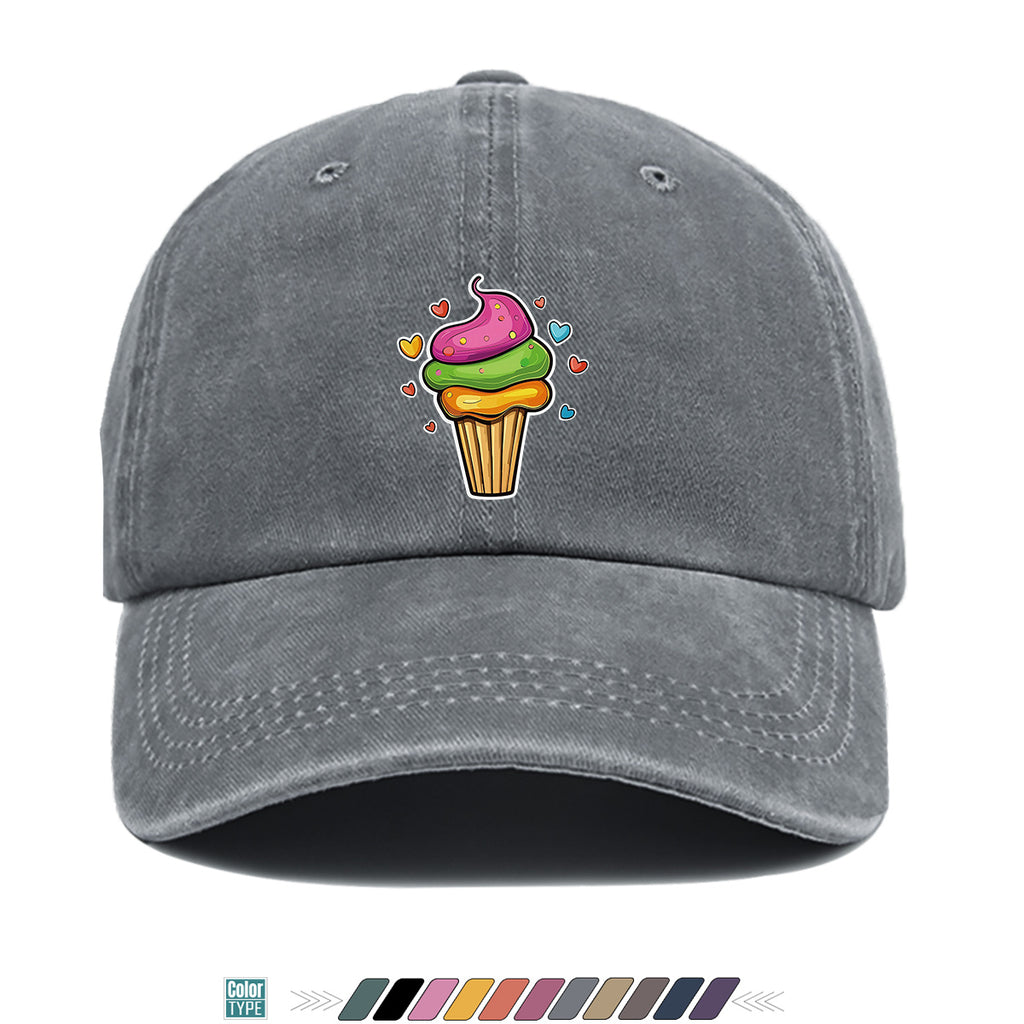 1pc Colorful Cream Cake Print Baseball Cap, Sweet Cute Sun Hat, Fashionable Individual Aesthetic Unisex Cap, Adjustable Size Street Trendy Hat, Bestie Outing Hat, Suitable for Daily Commute, Dates, Parties, Amusement Parks, Afternoon Tea