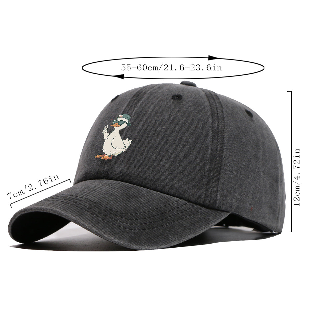1pc Duck Print Baseball Cap with Fashion Glasses Suitable for Men & Women, Adjustable Unisex Hat with Duck, Hip-Hop Streetwear Cap for Outdoor, Daily Commuting, Matching Couple Gift, Trendy Birthday Present for And