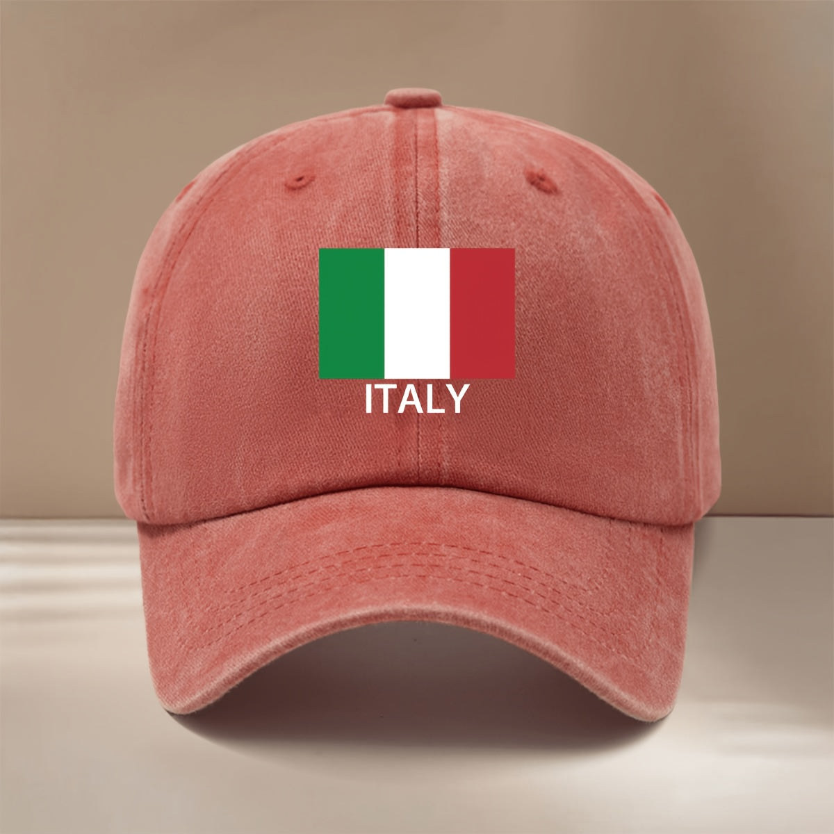 ITALY Letter Print Pattern Baseball Cap Unisex Curved Brim Hat Casual Texture 6-Panel Cap Fashion Lightweight Duckbill Cap Leisure Cap Hip-Hop Cap Vacation Travel Gathering Camping Matching Adjustable Size Easy Trendy All-Season Sports Event Support