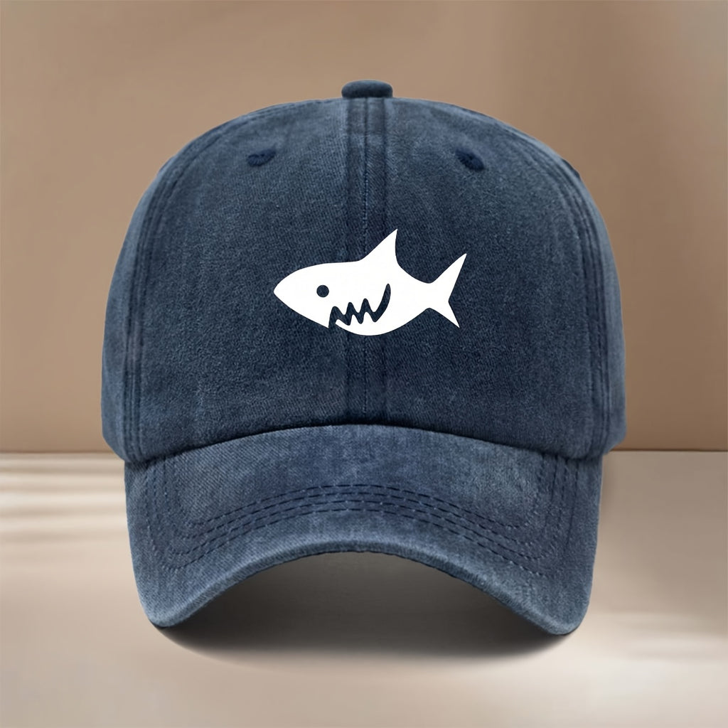 This Is a Stylish And Lightweight Baseball Cap Featuring a Cartoon Shark Design. It Is Adjustable in Size And Suitable for Both Men And Women, Making It a Trendy Choice for Outdoor Sports, Gatherings