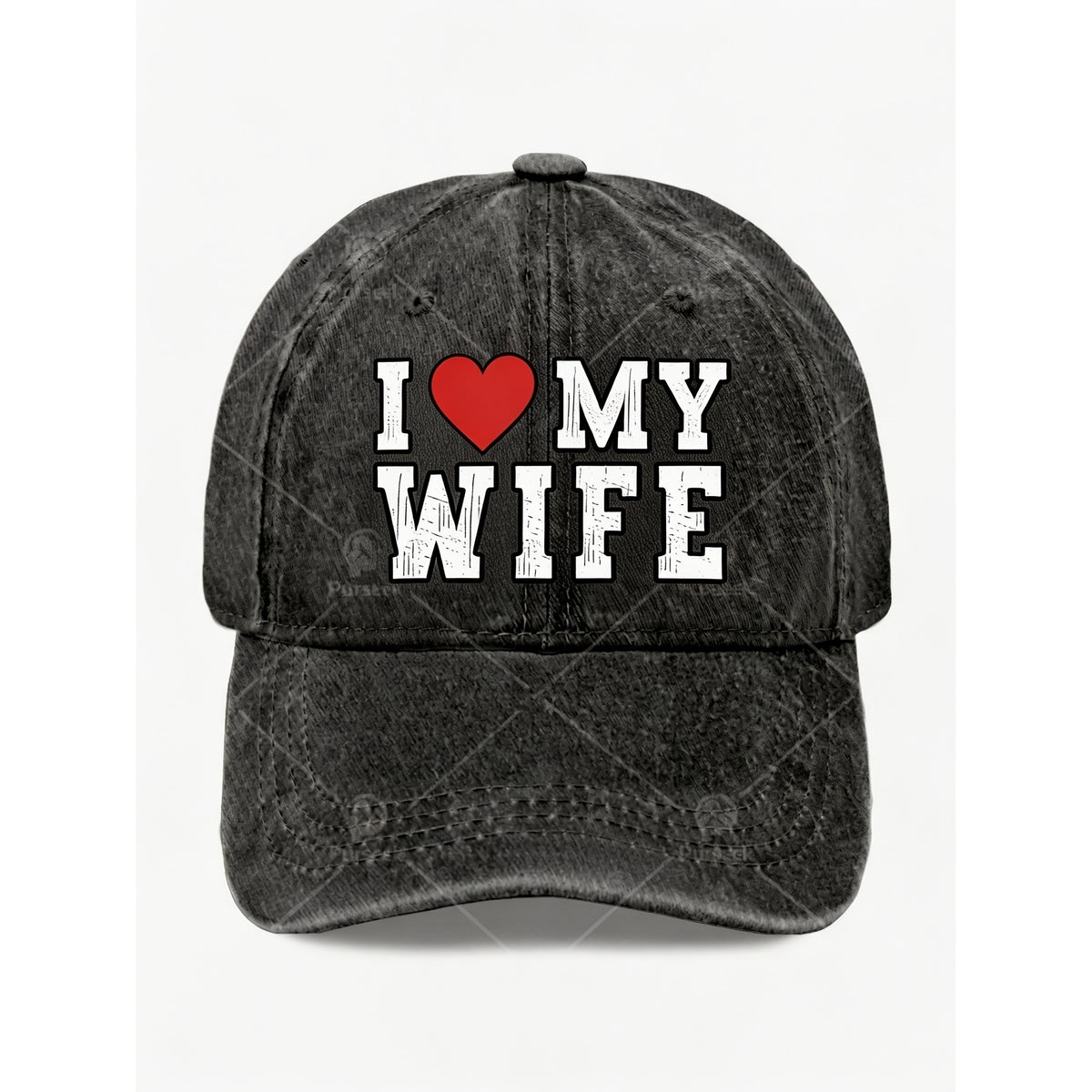I Love My Wife Heart Graphic Vintage Casual Unisex Hat Romantic Street Style Gift for Anniversary