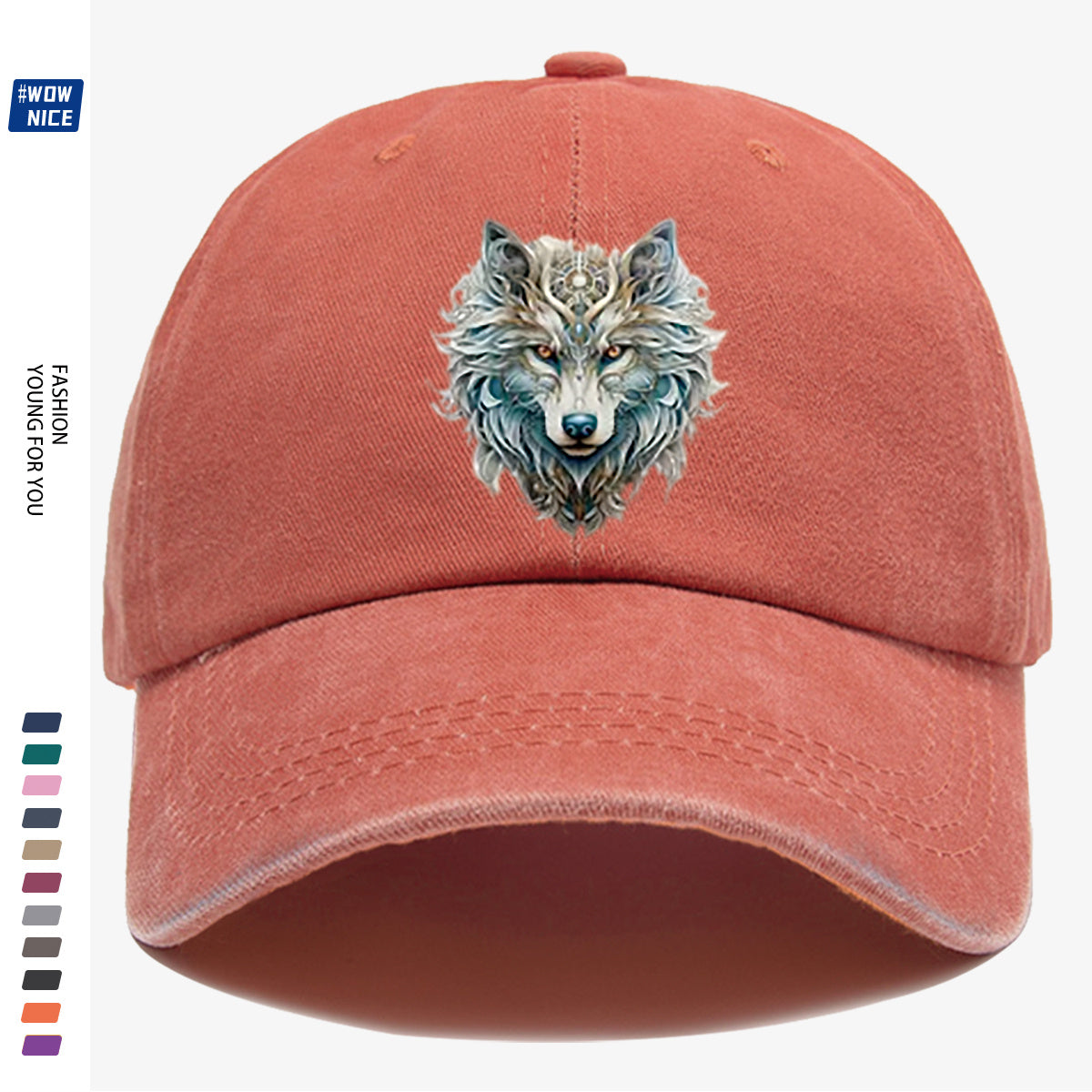 1pc Wolf Head Art Print Baseball Cap, Personalized Animal Pattern Design, Unisex Duckbill Hat, Wearing Makes You Look Slimmer And Smaller Face, Adjustable Size, Fashion Street Style, Daily Casual Versatile, Outdoor Activities, Shopping, Parties