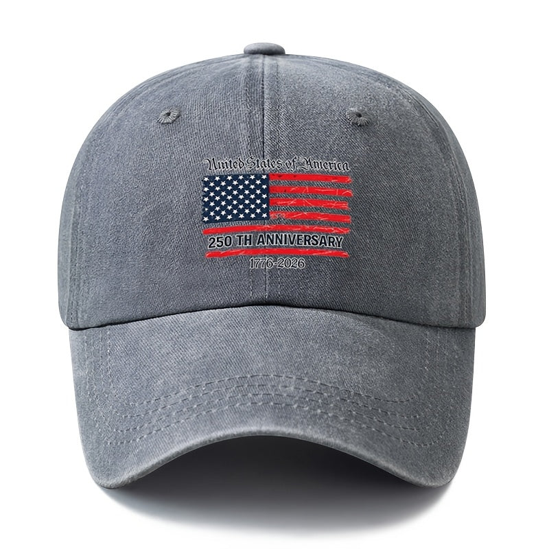 Special Baseball Cap for the 250th Anniversary of the Founding of the United States, a Unisex, Fashionable and Versatile Printed Cap with a Sense of History. Classic Retro Washed Outdoor Lightweight Curved Brim Cap, Trucker Baseball Cap, Suitable for