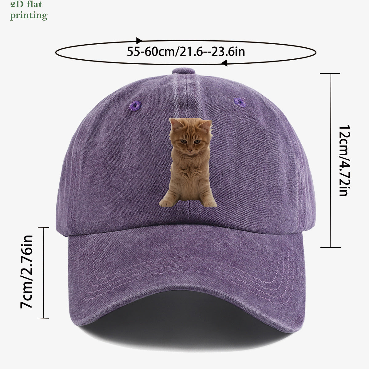 1pc Orange Tabby Cat Squatting Front Print Baseball Cap, with Round Eyes Slightly Squinted, Giving Off a "I'm Noble" Meme Vibe. A Must-have for Daily Outings, Café Visits, and Citywalks to Create a Stylish Look. The Cap Shape Helps Flatter and Slim