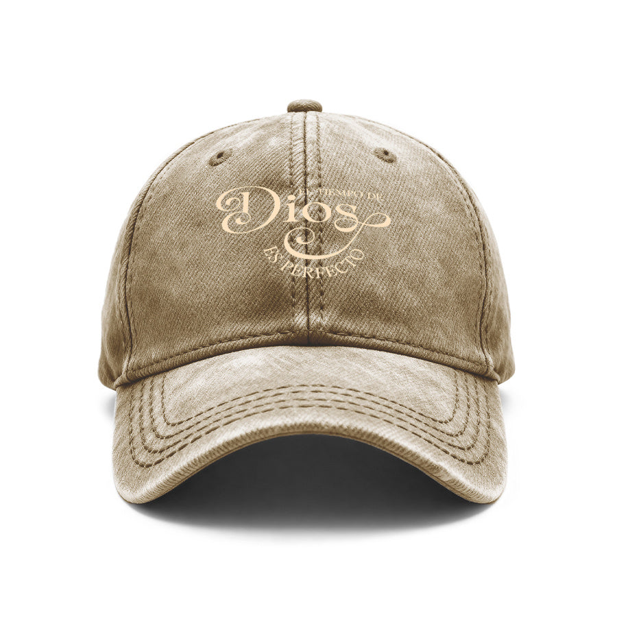 Vintage Washed Unisex Baseball Cap, Decorated with Christian Spanish Embroidery "El Tiempo De Dios", Adjustable Fit, Suitable for Men And Women, Ideal As a Church Faith Gift, for Outdoor Activities, And Everyday Casual Wear, Suitable for a