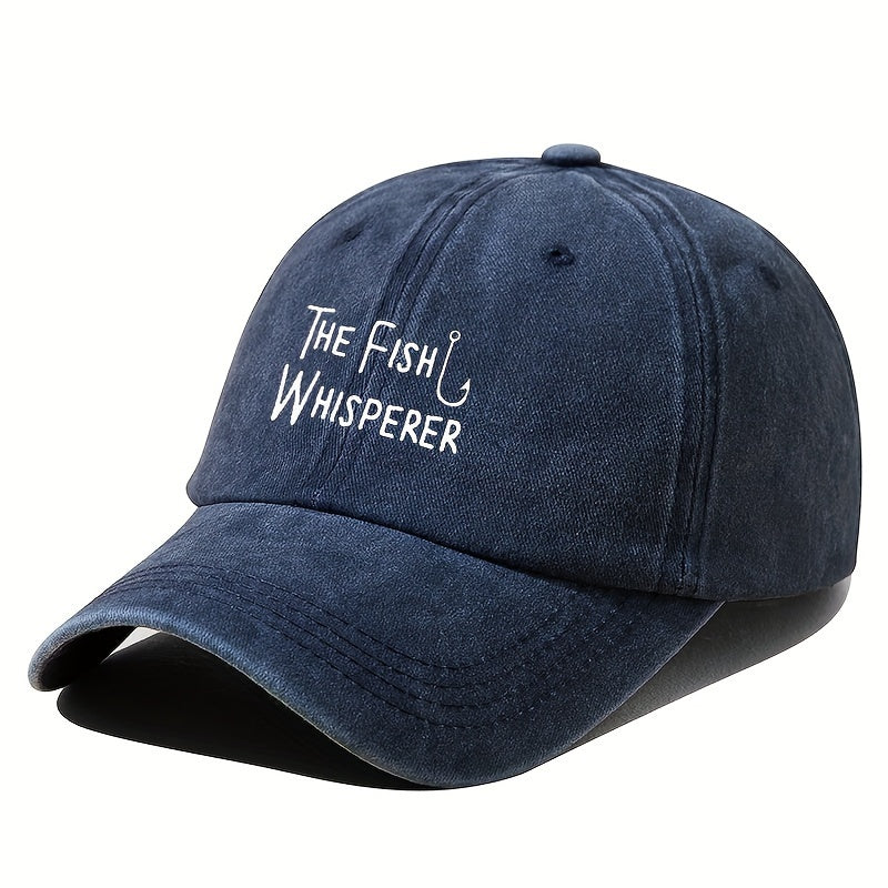 Men'S Baseball Cap, Versatile Hip-Hop Dad Trucker Hat for Outdoor Travel And Fishing, Featuring Letter Prints, Casual Curved Brim, And Vintage Washed Duckbill Design