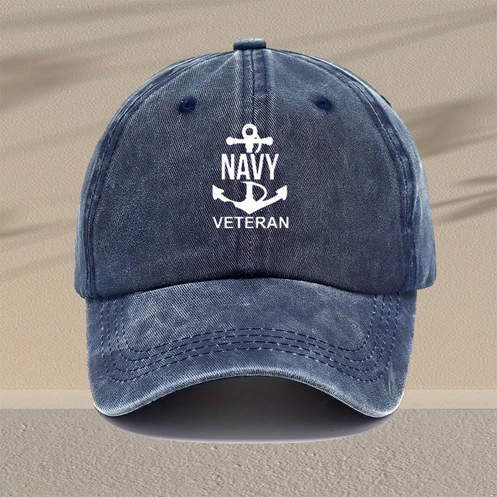 Fashionable Anchor Print Men'S Washed Baseball Cap, Adjustable Distressed Casual Hat for Men, Suitable for Travel And Outdoor Sports, Versatile for Everyday Style, Men'S Fashion Hat with Various Styles to Choose From, an Excellent Gift Option