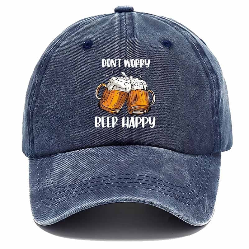 Men'S Relaxed Beer Baseball Cap - Featuring Prints of "Don'T Worry" And "Beer Happy" Along with a Beer Mug Design, Ideal for Casual Outfits, Outdoor Events, And Camping, This Playful Cap Is a Sturdy Head Accessory