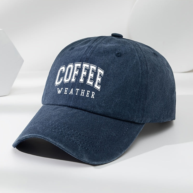 Men's Retro Baseball Cap with Coffee Bean Lettering & Logo Print - Adjustable Sun Hat, Breathable Outdoor Casual Cap for Sports, Daily Wear - Black, Comfortable & Versatile for All Beige Types (Hand Washable)