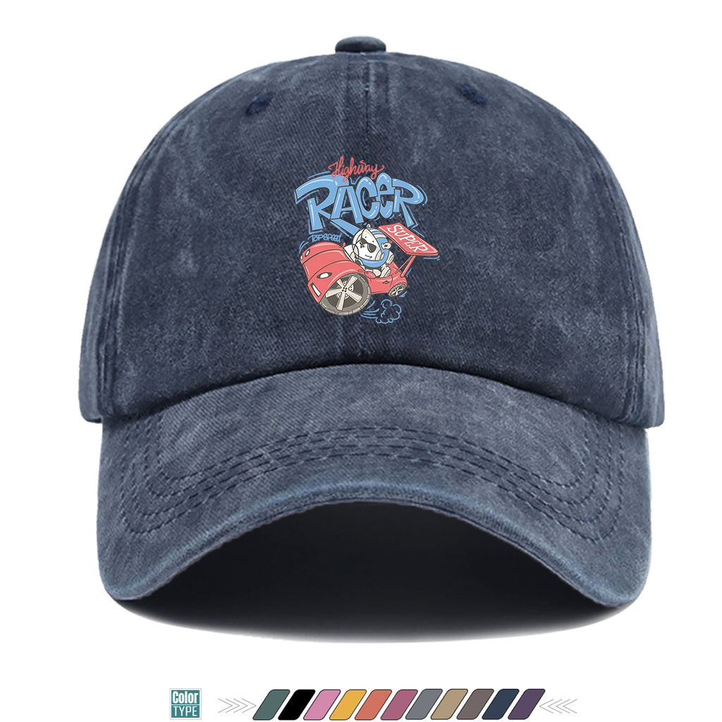 1pc "Highway Racer" Fun Cartoon Print Baseball Cap Panda Racer Pattern Sun Hat Fashion Trendy Duck Tongue Hat Unisex Adjustable Street Casual Hat Outdoor Sports Sun Hat Suitable for Daily Travel, Parties, Cycling
