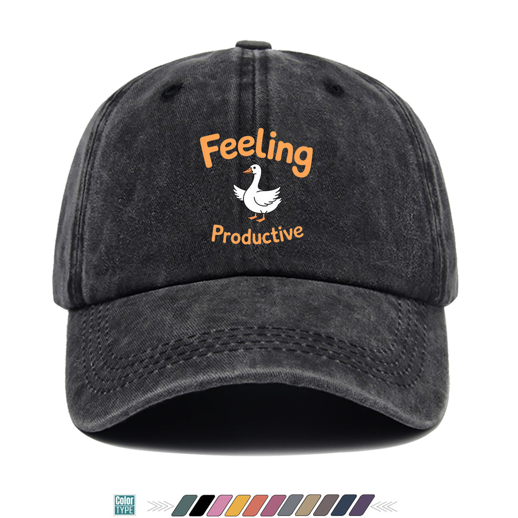 1pc Fun Duck "Feeling Productive" Printed Baseball Cap, Comfortable and Breathable Sun Hat, Stylish, Simple, and Beautiful, Unisex Adjustable Baseball Cap, Trucker Hat, Beach Vacation Hat, Suitable for Outdoor Fishing, Hunting, Vacations