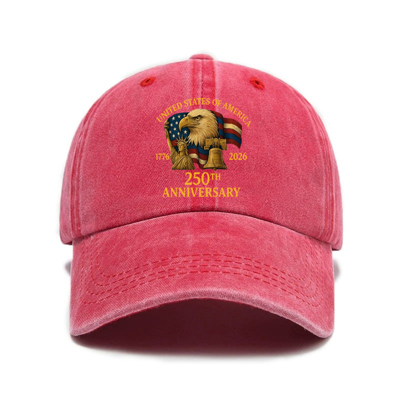 Fashion Hot Selling US Independence Day 250Th Anniversary Printed Washed All-Match Distressed Soft Top Unisex Baseball Cap