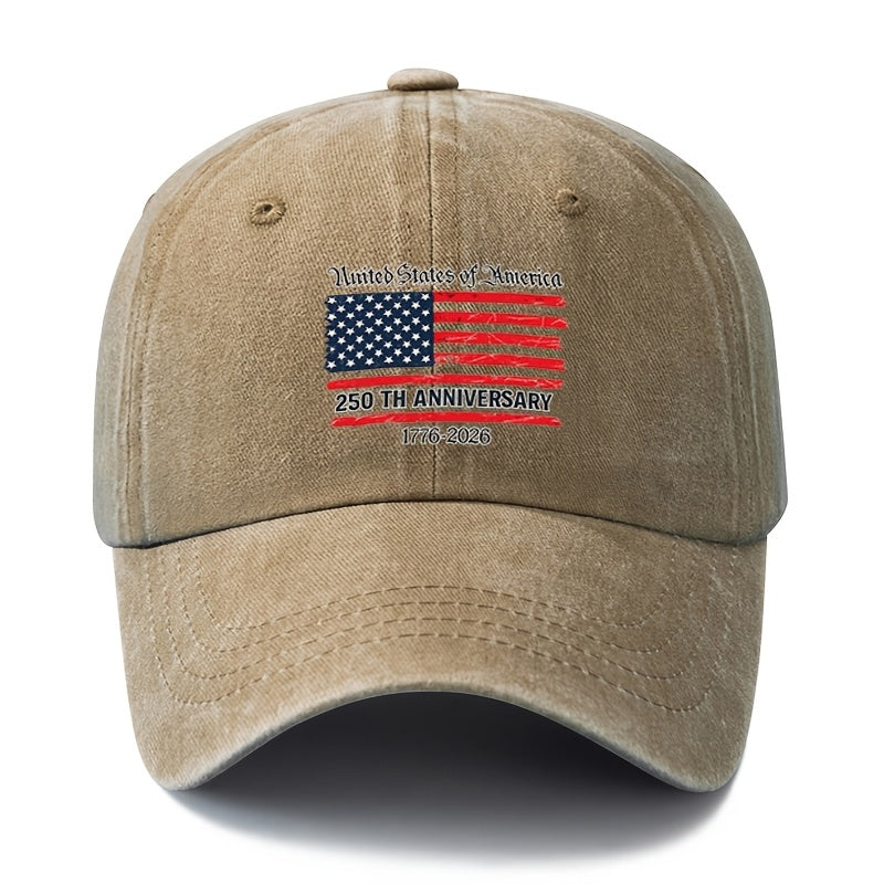 Special Baseball Cap for the 250th Anniversary of the Founding of the United States, a Unisex, Fashionable and Versatile Printed Cap with a Sense of History. Classic Retro Washed Outdoor Lightweight Curved Brim Cap, Trucker Baseball Cap, Suitable for