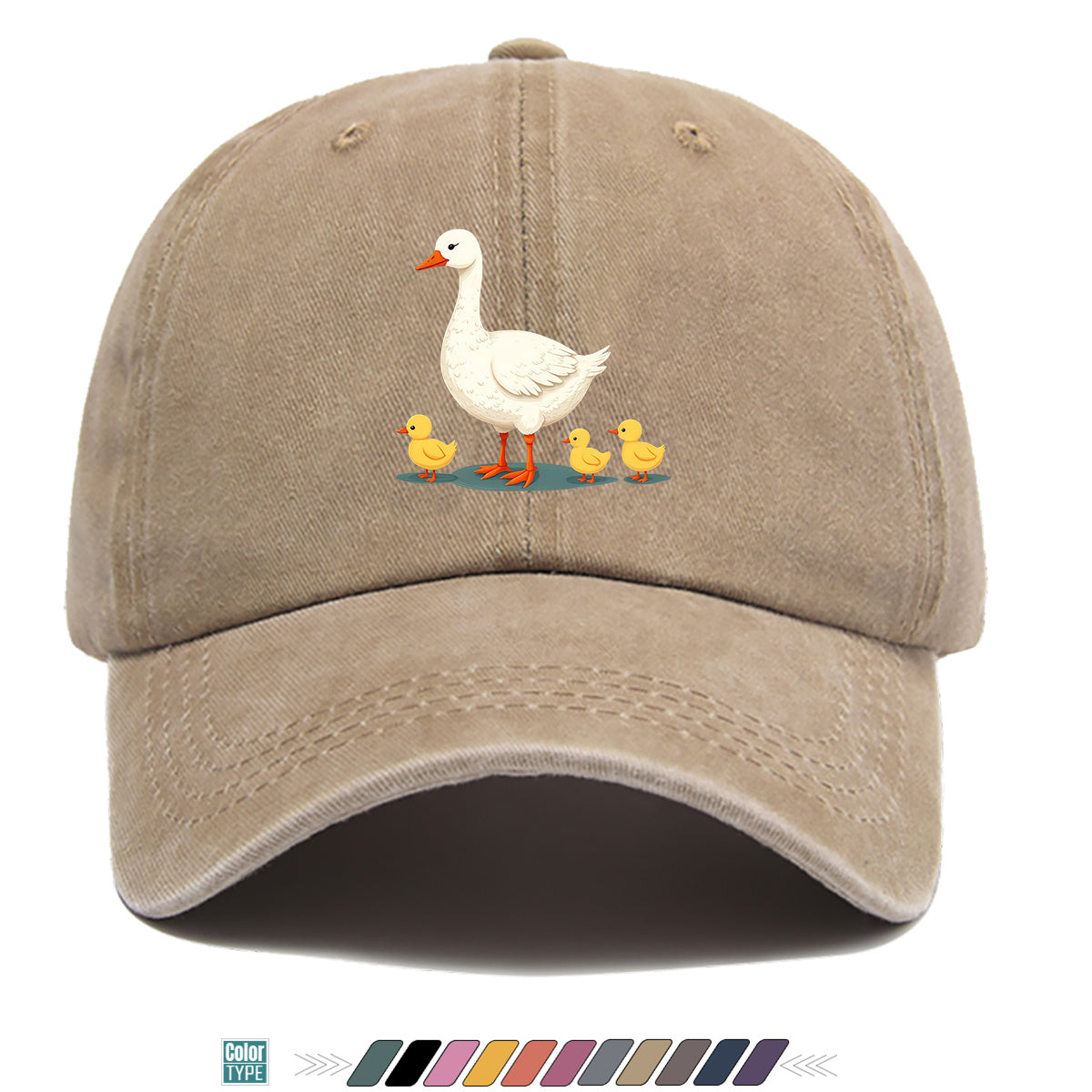 1pc Mother Goose And Three Little Yellow Ducks Warm Printed Baseball Cap Cute Pattern Sun Hat Fashionable And Versatile Unisex Duck Tongue Cap Adjustable Size Dad Fishing Hat Mom Strolling Hat Couple Skateboard Hat Suitable for Park Play