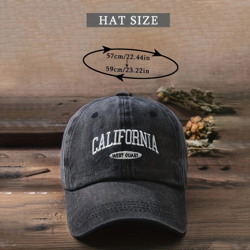 Women's Vintage California West CAL Letter & California Text Baseball Cap - Lightweight Structured Flat Top Hat Suitable for Beach, Casual Outfits, Sports - Non-Stretch CAL Lettering & California West Design