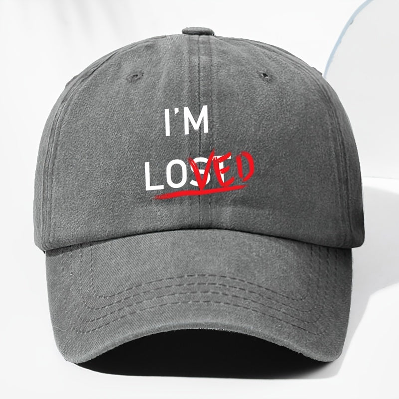 Unisex IM LOVED Letter Print Washed Vintage Baseball Cap Fashion Men Women Sun Hat Adjustable Size Trucker Cap Suitable for All Seasons Daily Wear
