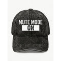 Vintage Washed Baseball Cap with Mute Mode On Text & Positioning Labeling Suitable for Anniversary Gift, Unisex Adjustable Hat, Machine Washable for and, Casual Streetwear Accessory