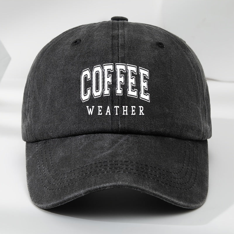 Men's Retro Baseball Cap with Coffee Bean Lettering & Logo Print - Adjustable Sun Hat, Breathable Outdoor Casual Cap for Sports, Daily Wear - Black, Comfortable & Versatile for All Beige Types (Hand Washable)