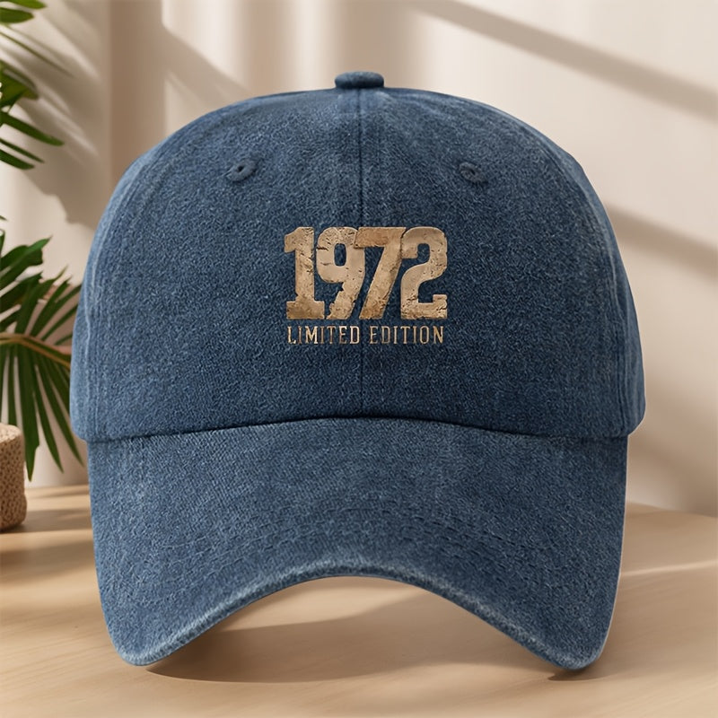 1972 Vintage Washed Duckbill Baseball Cap - Distressed Retro Print Suitable for Outdoor, Casual, Streetwear & Hip-Hop Hat, Lightweight Breathable Sweat-Absorbent Cap for Sports, Camping, Vacation,