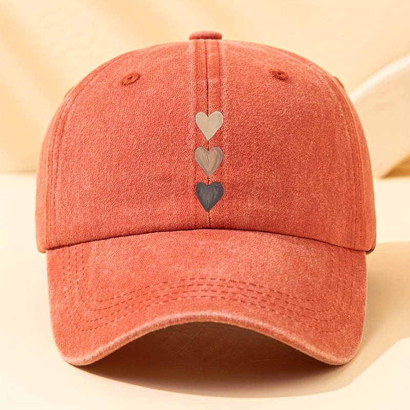 Three-Stripe Heart-Shaped Fashion Print Baseball Cap Multi-Functional Outdoor Casual Fisherman Hat