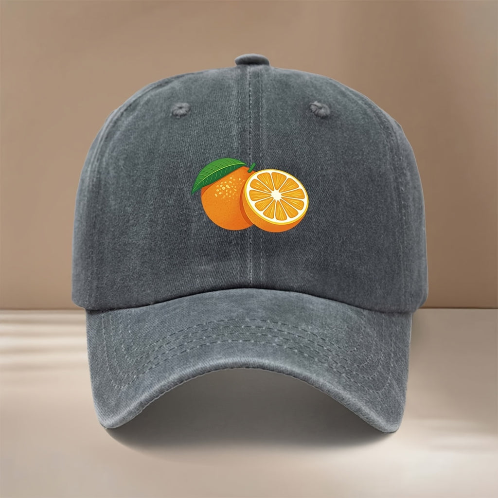 This Is a Baseball Cap with a Fresh Orange Slice Print Pattern. It's a Trendy, , Adjustable-size Curved-brim Hat Suitable for Both Men and Women. The Lightweight and Comfortable Snapback Cap Is Perfect for Outdoor Sports, Dinners, Camping, and Other