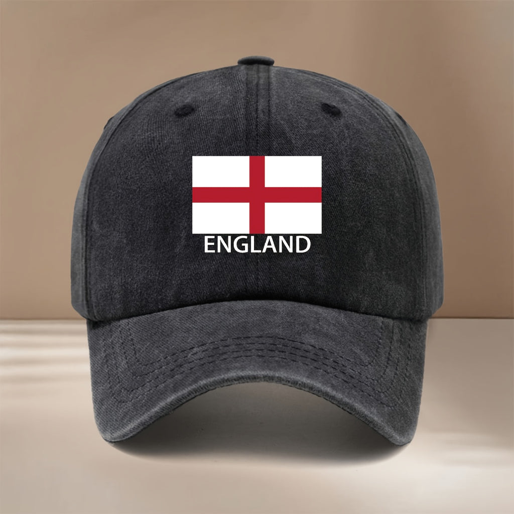 ENGLAND Letter Flag Printed Pattern Baseball Cap All Seasons Duckbill Cap Trendy Textured Casual Hat Comfortable Lightweight Hip-Hop Cap Unisex 6-Panel Cap Adjustable Size Easy Fashion Style Versatile Sports Event Support Vacation Travel Gathering C