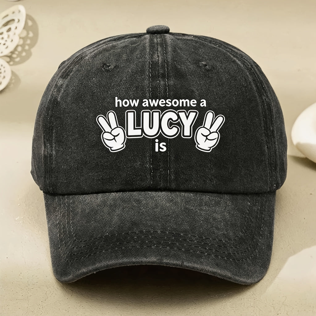How Awesome Lucy Is Peace Sign Graphic Hat Vintage Style Unisex Casual Streetwear Cap for Anniversary Gift