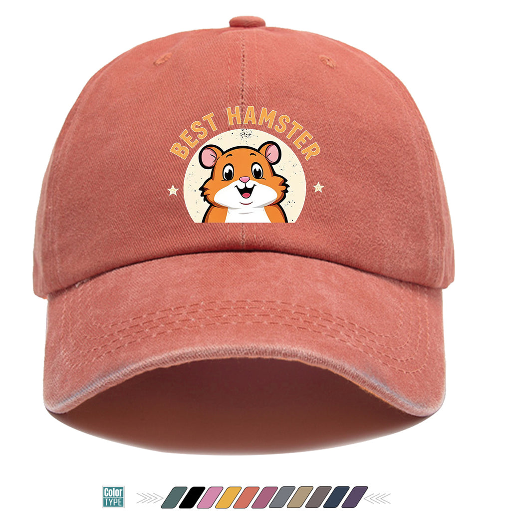 1pc "Best Hamster" Cartoon Hamster Print Baseball Cap, Cute And Playful Sun Hat, Fashionable Casual Unisex Hat, Adjustable Size, Daily Hat, Couple Outing Hat, Suitable for Park Play, Easy Dressing, Shopping, Hiking, Outdoor Picnic