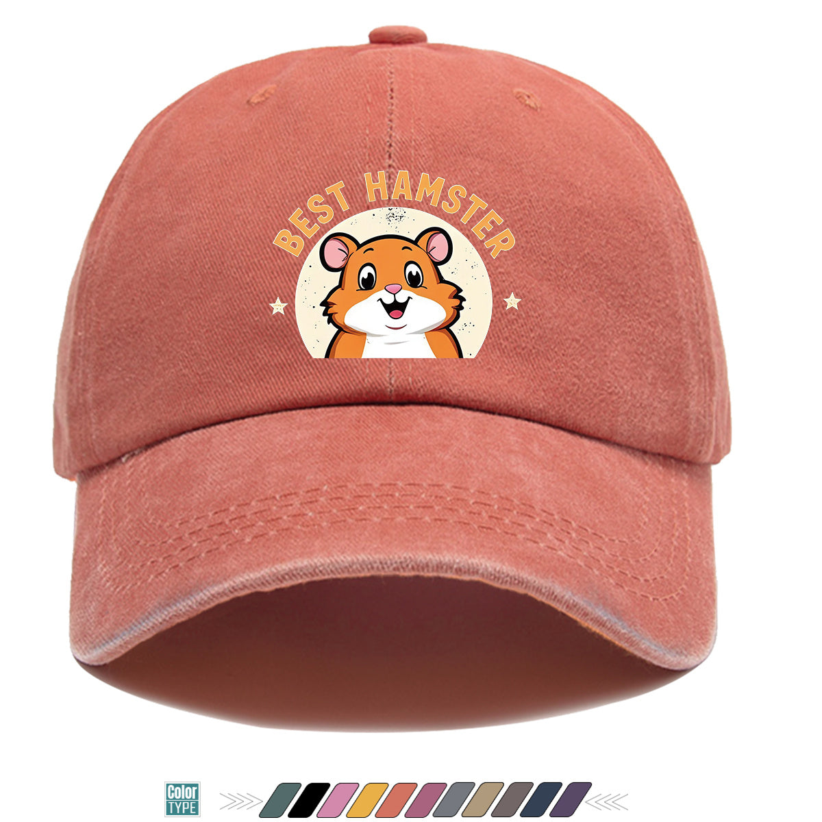 1pc "Best Hamster" Cartoon Hamster Print Baseball Cap, Cute And Playful Sun Hat, Fashionable Casual Unisex Hat, Adjustable Size, Daily Hat, Couple Outing Hat, Suitable for Park Play, Easy Dressing, Shopping, Hiking, Outdoor Picnic