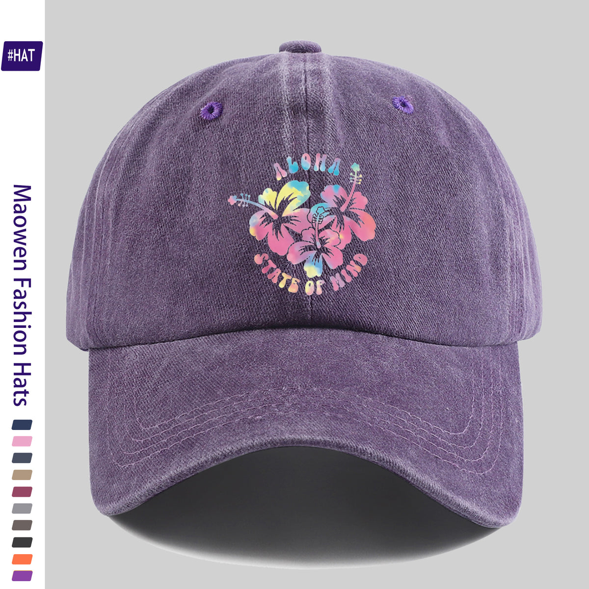 1pc Vintage Distressed Adjustable Sports Cap, Featuring a Washed-Out Cap Body with a Hawaiian-Style Tie-Dye Hibiscus Flower Print, an Outdoor Casual Cap, a Fashionable Printed Breathable Baseball Cap, a Must-Have Fashion Item, an Ideal Choice