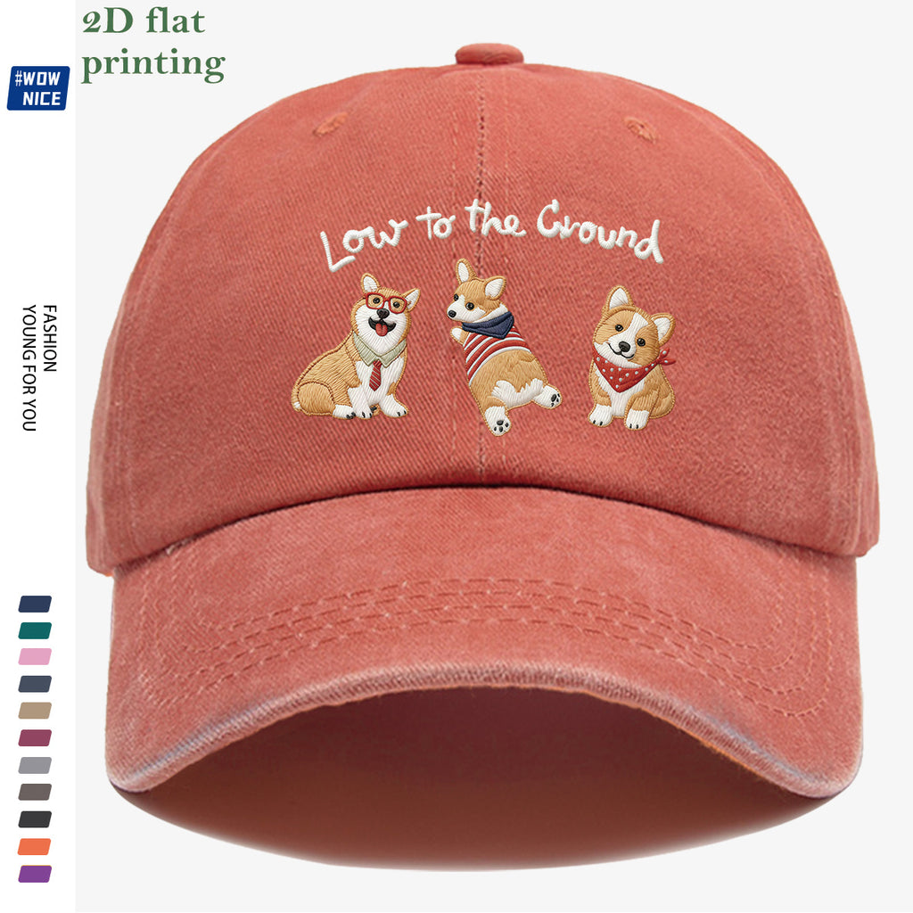 1pc Corgi Printed Baseball Cap, Animal Series Cute Pet Pattern, Fashion Slimming Headwear, Casual Outing Versatile Accessory, Unisex Adjustable Hat, Suitable for Shopping, Travel, Parties, Dates, Commuting, Vacation, Outdoor Activities