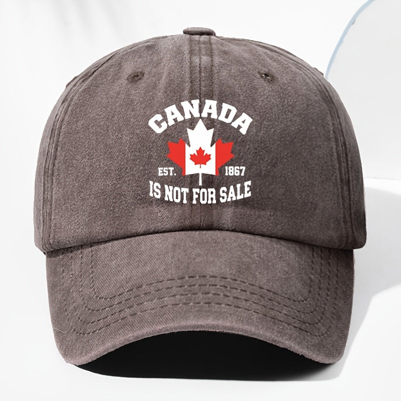 Unisex Canadian CANADA Maple Leaf Print Washed Vintage Baseball Cap, Fashionable Sun Outdoor Hat for Men and Women, Adjustable Trucker Hat Suitable for All Seasons and Daily Wear