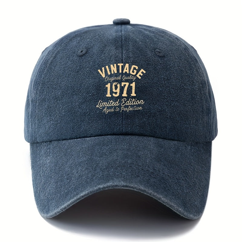 MAKEFGE Limited Edition Vintage 1971 Trucker Hat - Retro Cap with Structured Brim & Logo, Lightweight Washed Look, for all-Season Outdoor/Casual Wear (Black/Brown/Burgundy/Navy) - Unisex Buckle Closure Cap