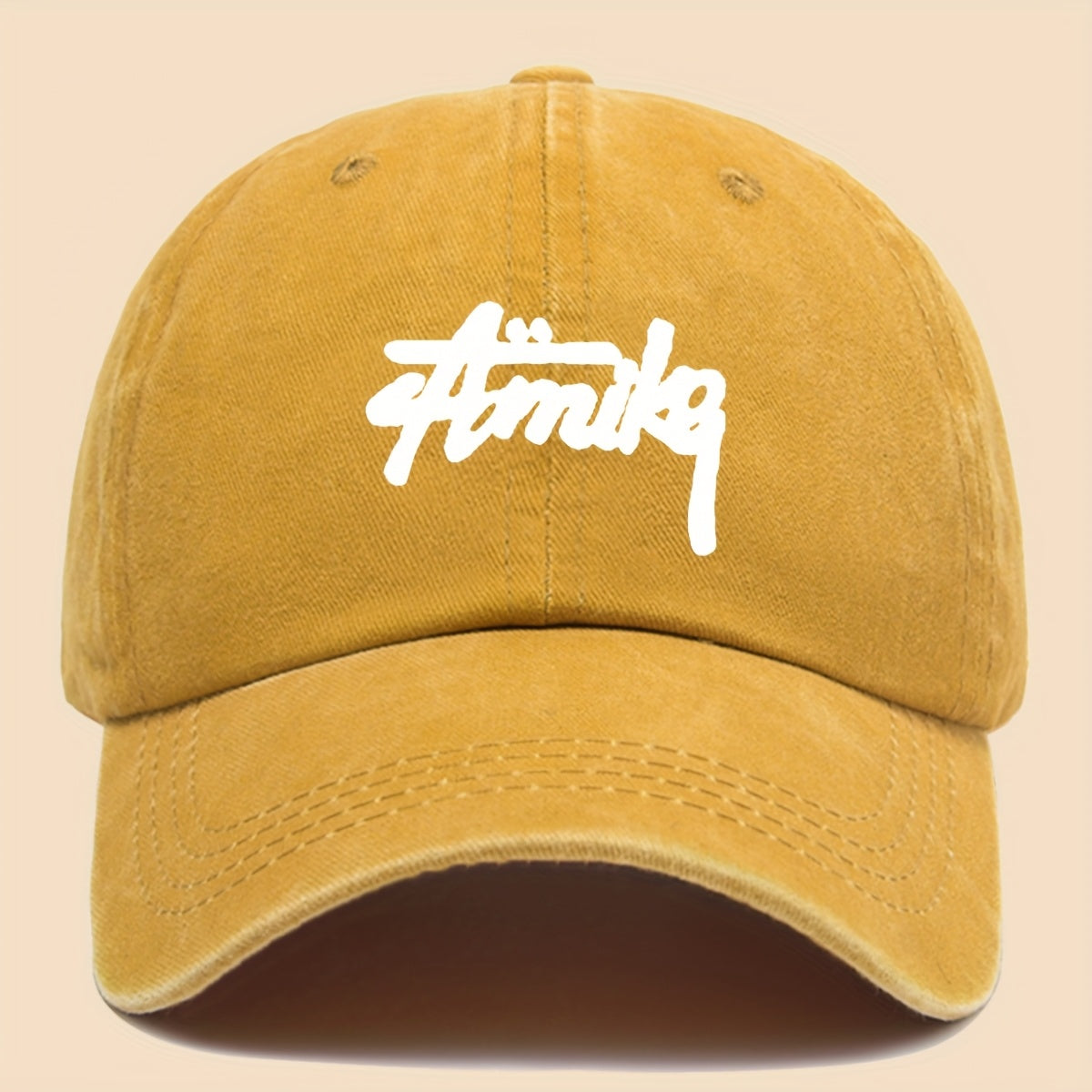 1pc AMIKE Printed Urban Cool Baseball Cap - Unisex Adjustable Washed Skate Cap for Outdoor Adventures, Breathable Fashion Unisex Design, Perfect for Hiking, Fishing, Dating - Ideal Gift for Teens, Couples, and Families for Birthdays/Holidays