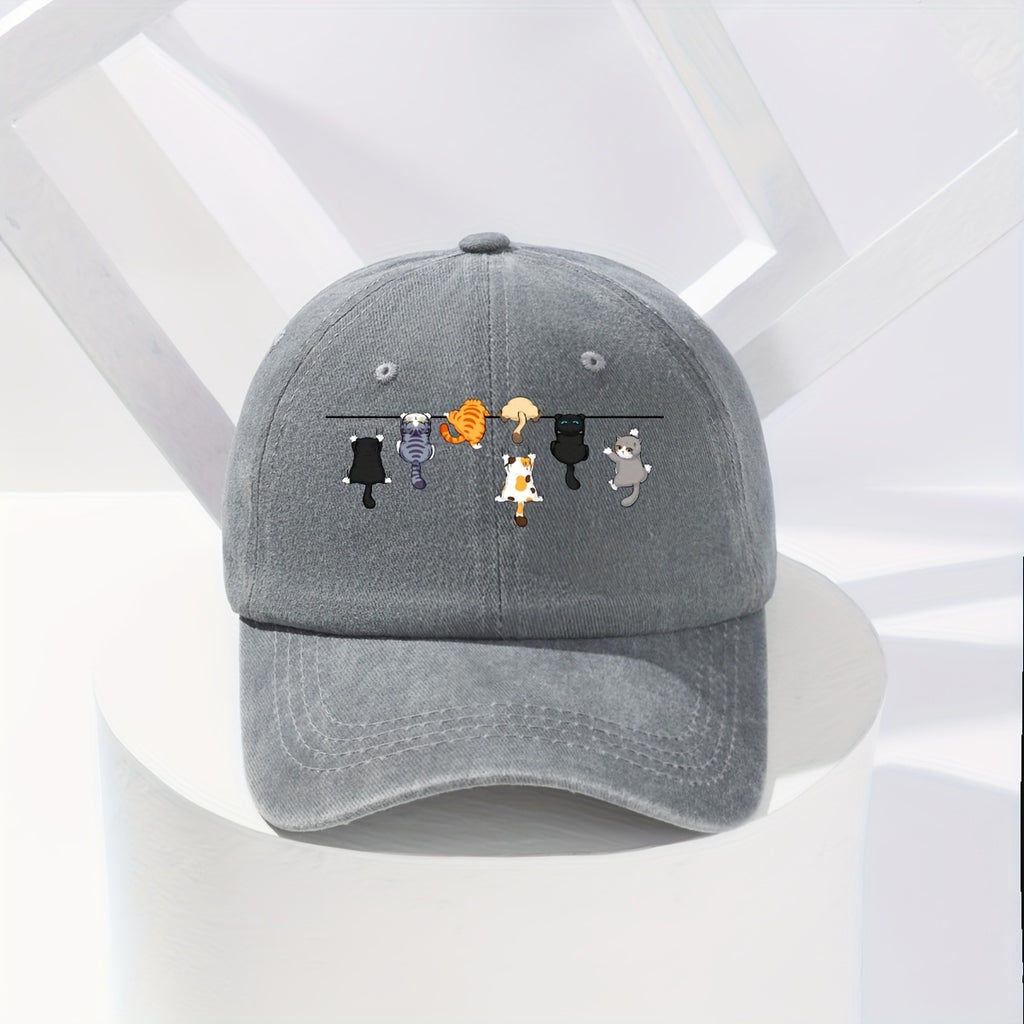 Super Cute Cat-themed Baseball Cap, the Perfect Choice for Street Fashion, with a Fun and Vibrant Design Suitable for Any Season