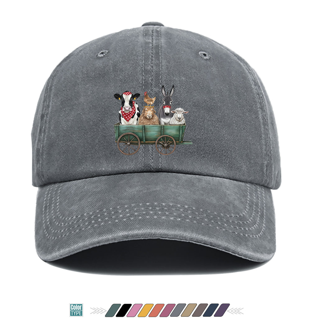 1pc Farm Animal Fun Cartoon Print Baseball Cap, Comfortable Breathable Sun Hat, Fashionable Cute Aesthetic Unisex Cap, Adjustable Size, Travel Hat, Pastoral Style Casual Hat, Suitable for Outdoor Picking, Farm Tour, Picnic, Dog Walking