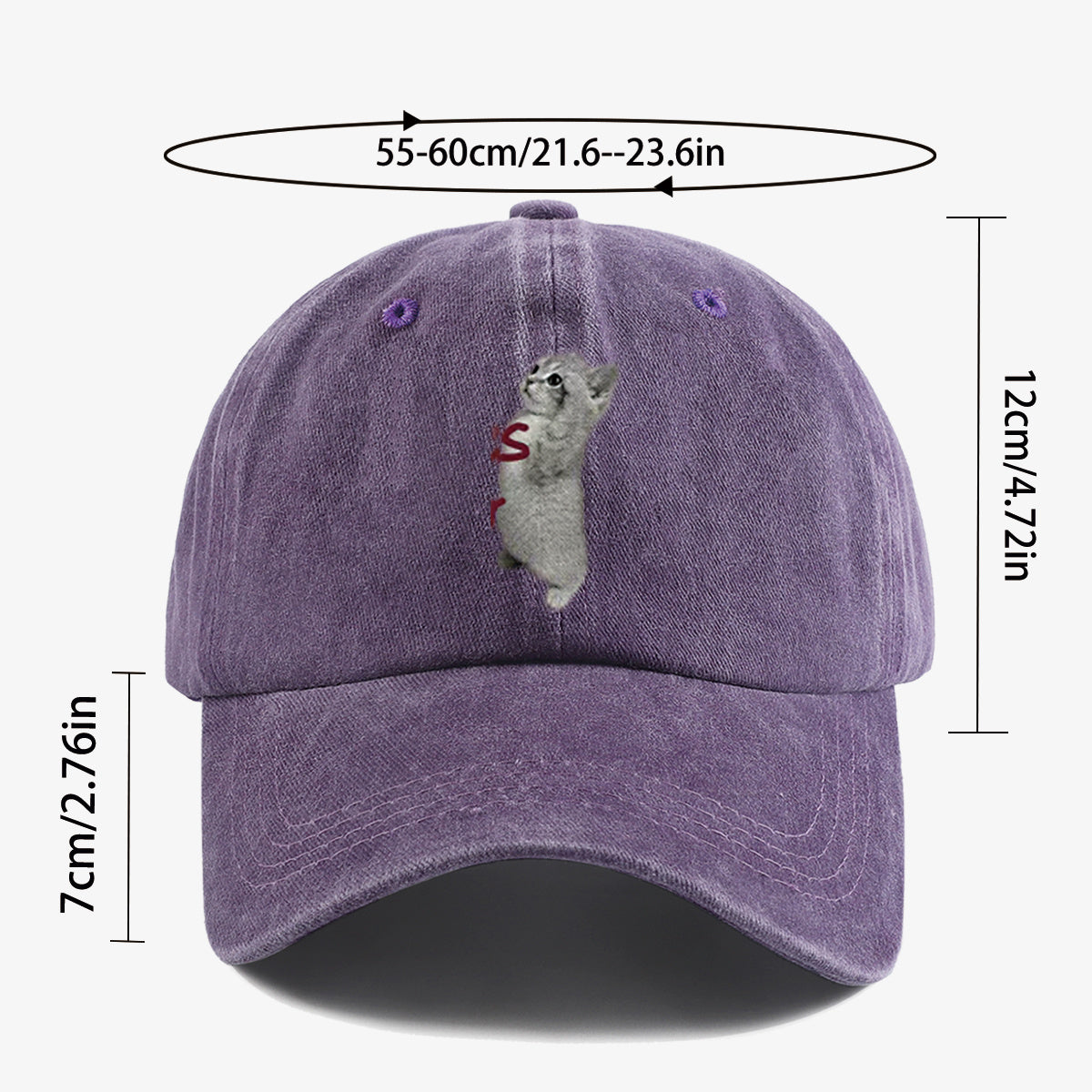 1pc "YES SIR" Text and Cute Kitten Print Baseball Cap, Unisex, Slimming Fit. Fashionable Casual Style, Adjustable Size. Suitable for Daily Outings, Shopping, Parties, Travel, and Outdoor Activities. Versatile and Practical, a Thoughtful Gift