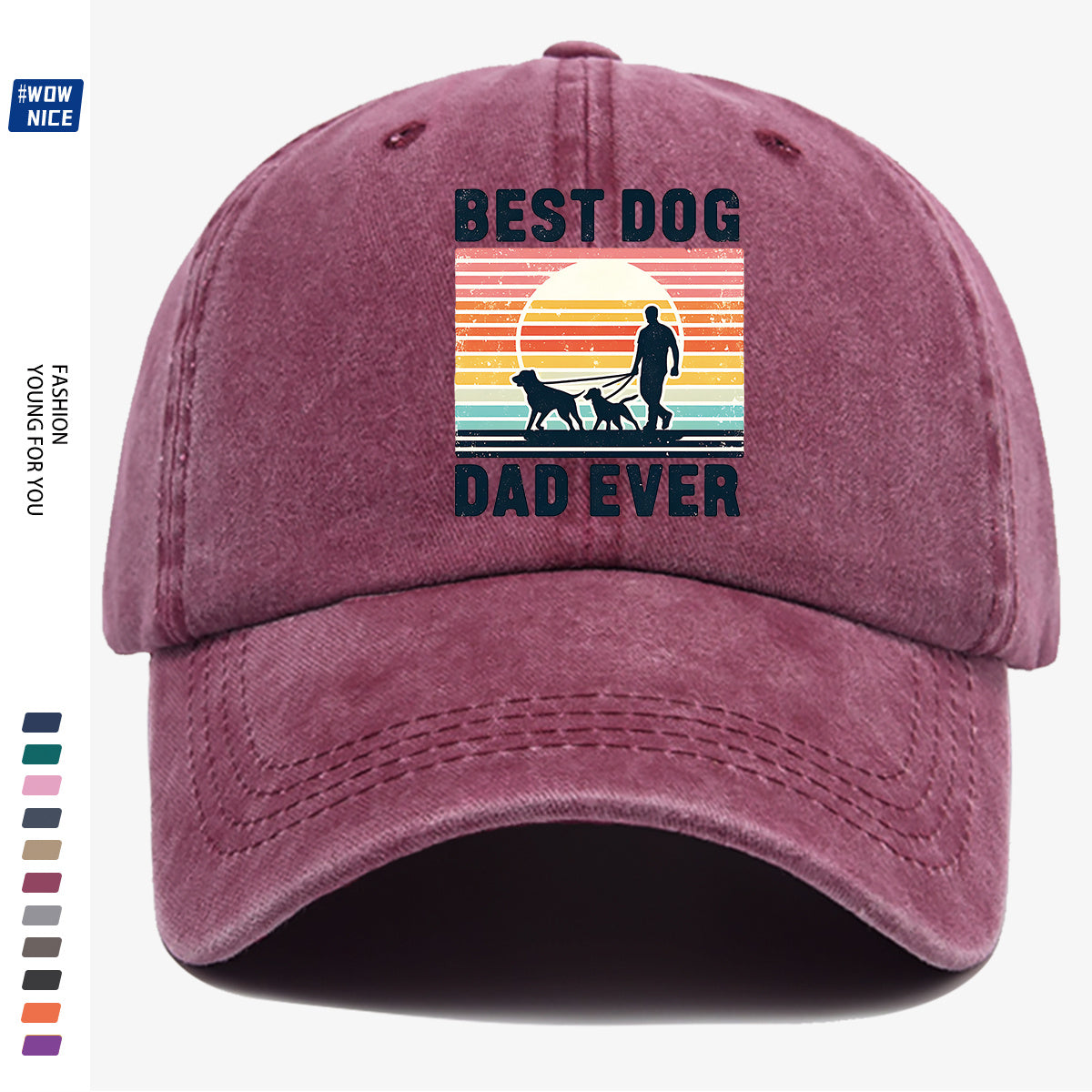 1pc "Best Dog Dad Ever" Vintage Trucker Hat - Adjustable Unisex Baseball Cap Suitable for Outdoor, Dog Walking, Picnics & Sports, Breathable Dad Hat Gift for Fathers Day, Birthdays, for Dog Lovers with Sunset Print (for Men & Women)