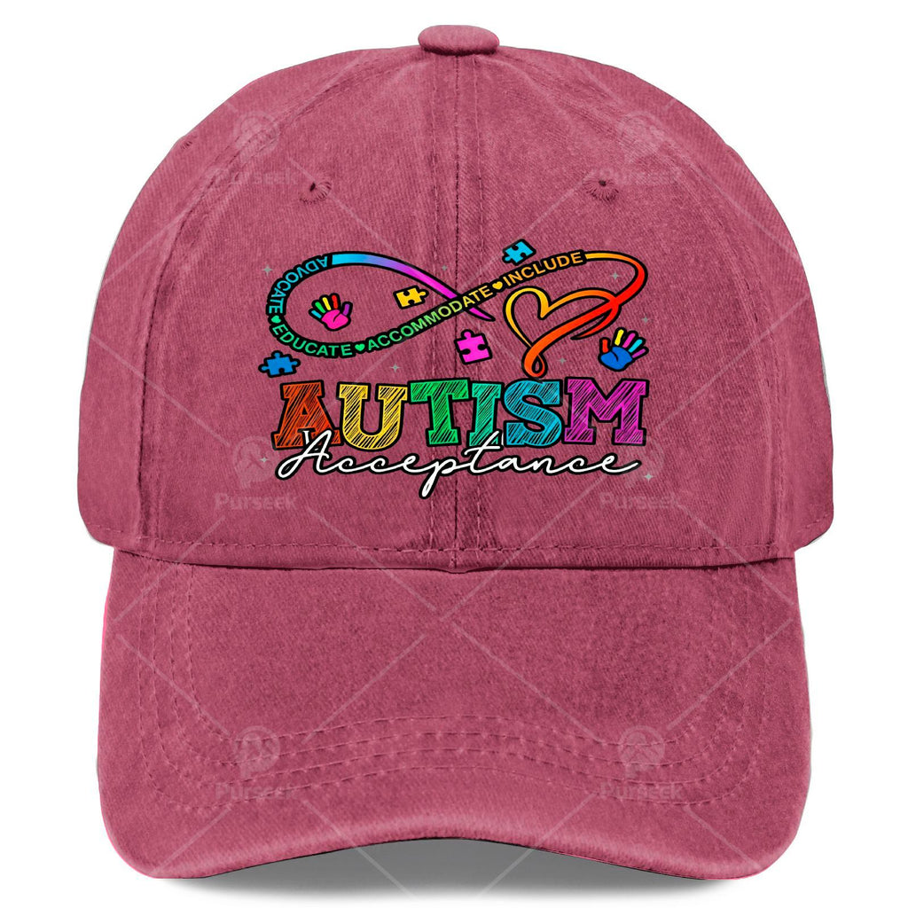Neurodiversity Autism Awareness Rainbow Infinity Symbol Baseball Hat Unisex