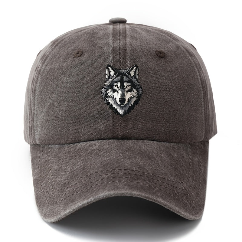 A Stylish And Adaptable Printed Husky Baseball Cap for All Genders, Showcasing a Timeless Vintage Wash And a Lightweight Curved Brim Design Perfect for Outdoor Activities. Great for Vacations, Travel, Camping