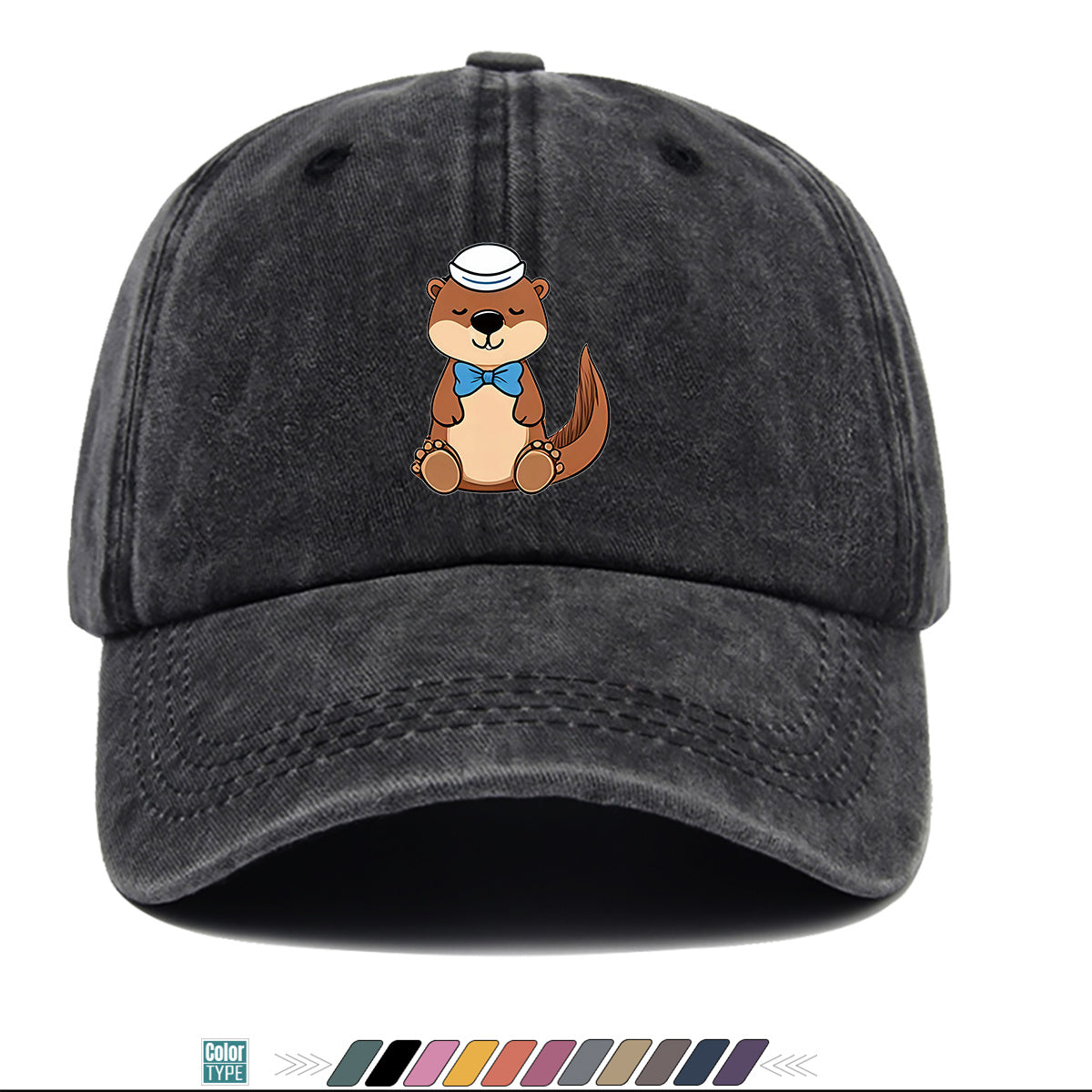 1pc Cartoon Otter Print Baseball Cap, Cute Animal Pattern Sun Hat, Fashion Casual Trendy Cap, Unisex Adjustable Duckbill Cap, Outdoor Travel Sunshade Hat, Outfit Hat, Bestie Shopping Photography Hat, Hiking Riding Hat, Daily Commute Versatile Hat